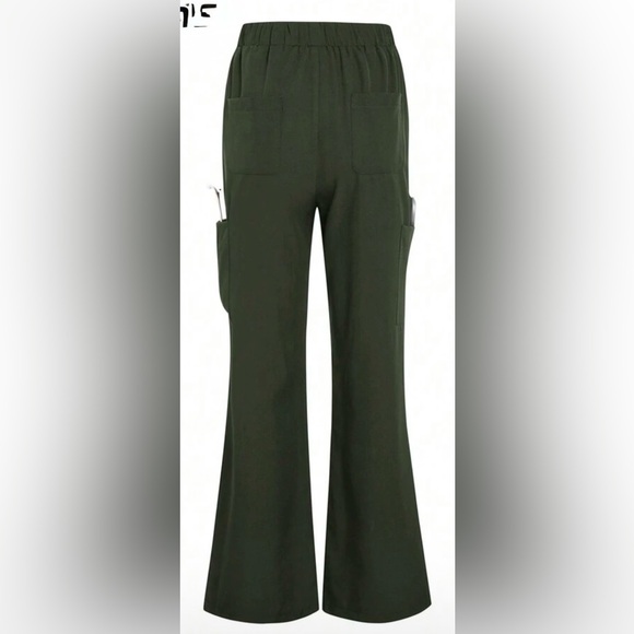 SHEIN Dark Green Flare Pant Scrub Set with Elastic Waistband - Picture 2 of 3